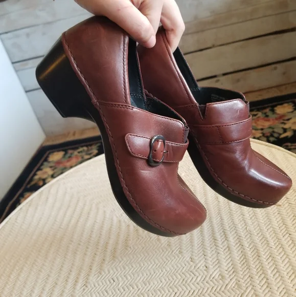 Brown Leather Dansko Mary Jane Clogs - Picture 3 of 16